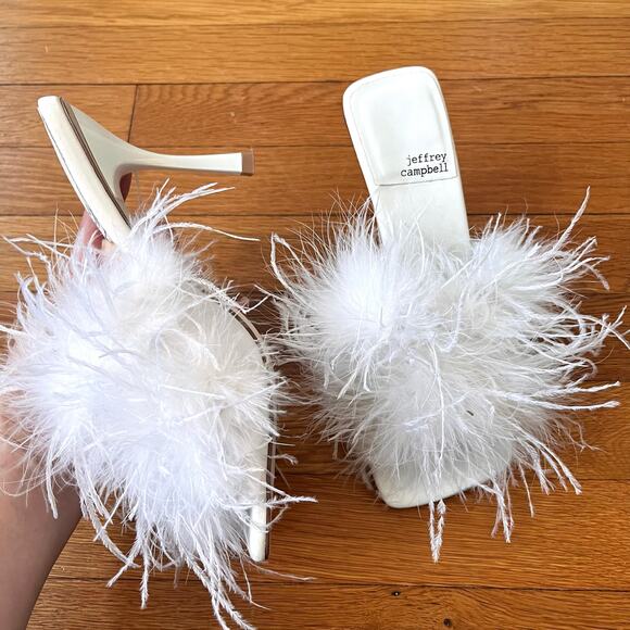 Jeffrey Campbell White Feather Heels 8 - Picture 4 of 8